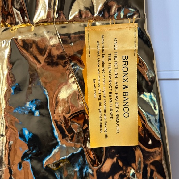 Bronx and Banco Gold Metallic Lace-Up Stallion Dress - S, NWT - Picture 8 of 8